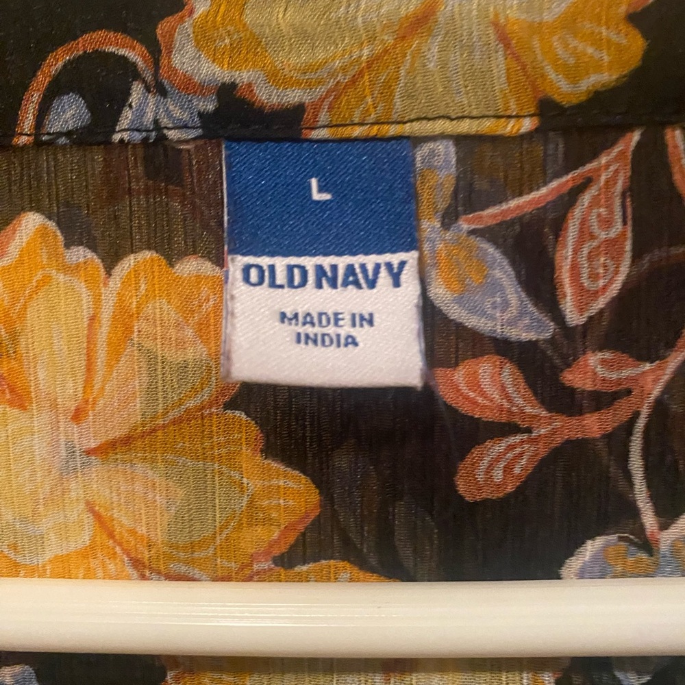 Old Navy Floral Blouse - Yellow, Blue-Size L - Picture 3 of 4